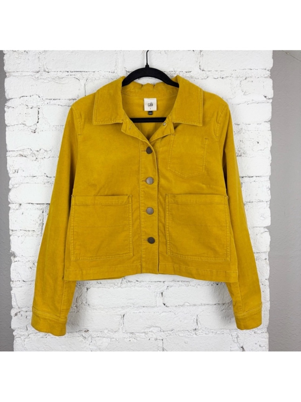 CAbi Mustard Yellow Button-Front Jean Jacket